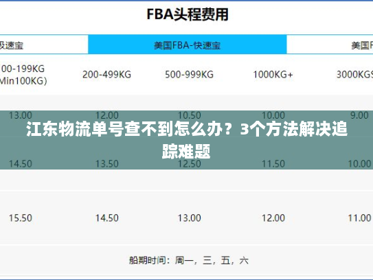 江东物流单号查不到怎么办?3个方法解决追踪难题 江东物流单号查不到怎么办?3个方法解决追踪难题