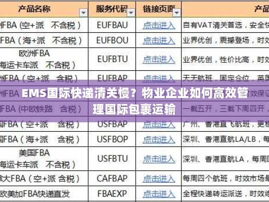 EMS国际快递清关慢?物业企业如何高效管理国际包裹运输 EMS国际快递清关慢?物业企业如何高效管理国际包裹运输