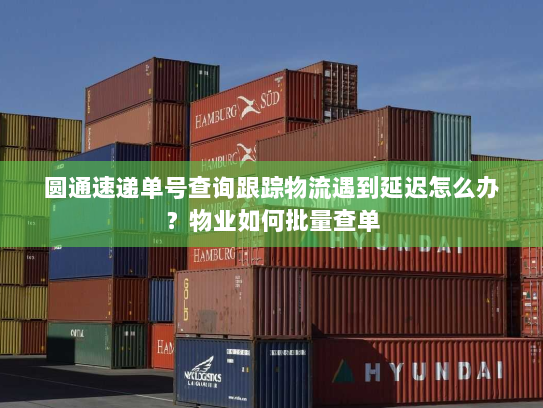 圆通速递单号查询跟踪物流遇到延迟怎么办?物业如何批量查单 圆通速递单号查询跟踪物流遇到延迟怎么办?物业如何批量查单