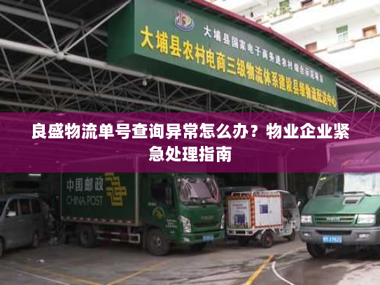 良盛物流单号查询异常怎么办？物业企业紧急处理指南