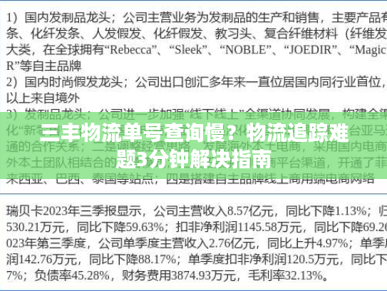 三丰物流单号查询慢？物流追踪难题3分钟解决指南