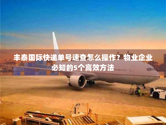 丰泰国际快递单号速查怎么操作?物业企业必知的5个高效方法 丰泰国际快递单号速查怎么操作?物业企业必知的5个高效方法
