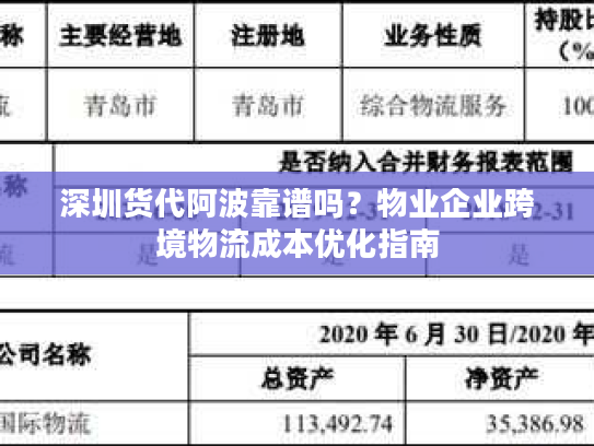 深圳货代阿波靠谱吗？物业企业跨境物流成本优化指南