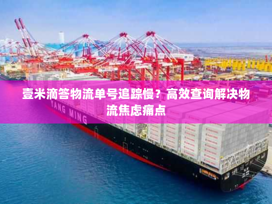 壹米滴答物流单号追踪慢?高效查询解决物流焦虑痛点 壹米滴答物流单号追踪慢?高效查询解决物流焦虑痛点