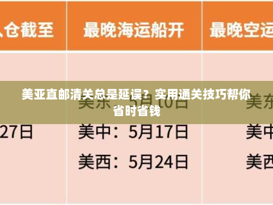 美亚直邮清关总是延误?实用通关技巧帮你省时省钱 美亚直邮清关总是延误?实用通关技巧帮你省时省钱