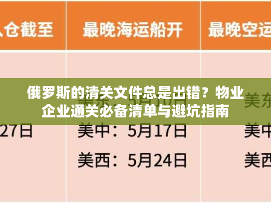 俄罗斯的清关文件总是出错?物业企业通关必备清单与避坑指南 俄罗斯的清关文件总是出错?物业企业通关必备清单与避坑指南