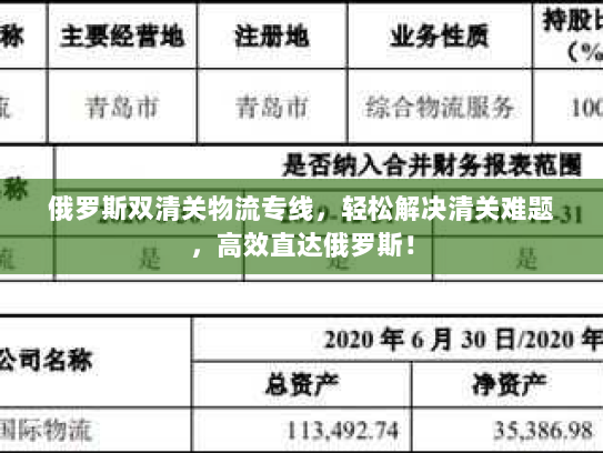 俄罗斯双清关物流专线，轻松解决清关难题，高效直达俄罗斯！
