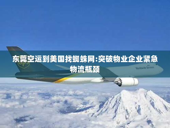 东莞空运到美国找蜘蛛网:突破物业企业紧急物流瓶颈 东莞空运到美国找蜘蛛网:突破物业企业紧急物流瓶颈