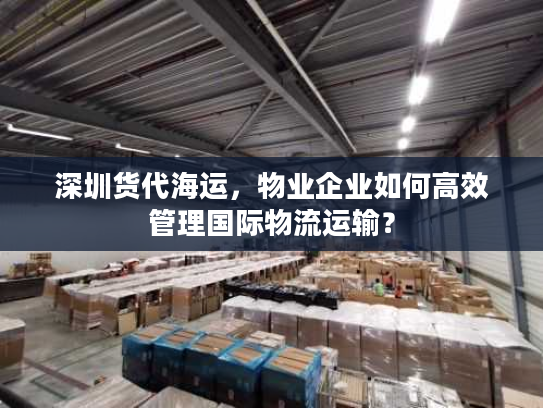 深圳货代海运，物业企业如何高效管理国际物流运输？