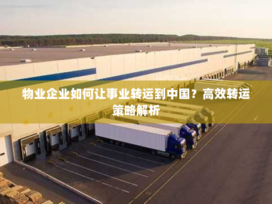 物业企业如何让事业转运到中国？高效转运策略解析