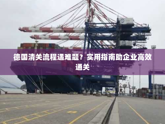 德国清关流程遇难题?实用指南助企业高效通关 德国清关流程遇难题?实用指南助企业高效通关