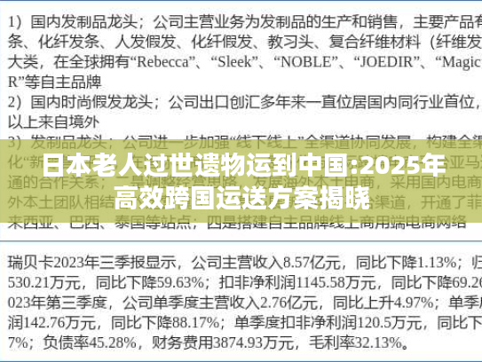 日本老人过世遗物运到中国:2025年高效跨国运送方案揭晓