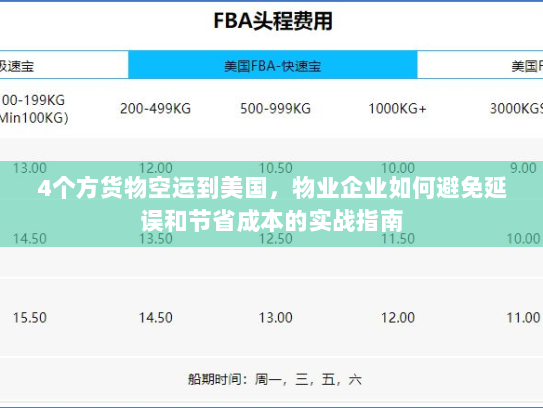 4个方货物空运到美国,物业企业如何避免延误和节省成本的实战指南 4个方货物空运到美国,物业企业如何避免延误和节省成本的实战指南