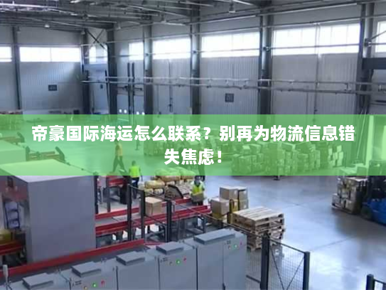 帝豪国际海运怎么联系?别再为物流信息错失焦虑! 帝豪国际海运怎么联系?别再为物流信息错失焦虑!