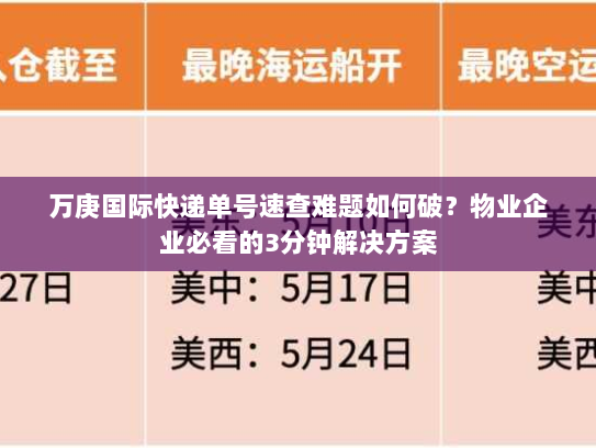 万庚国际快递单号速查难题如何破？物业企业必看的3分钟解决方案