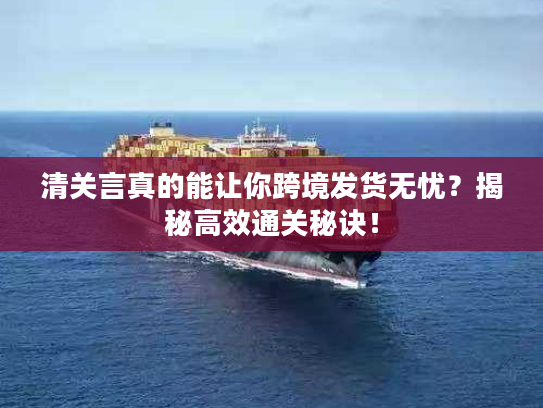 清关言真的能让你跨境发货无忧？揭秘高效通关秘诀！