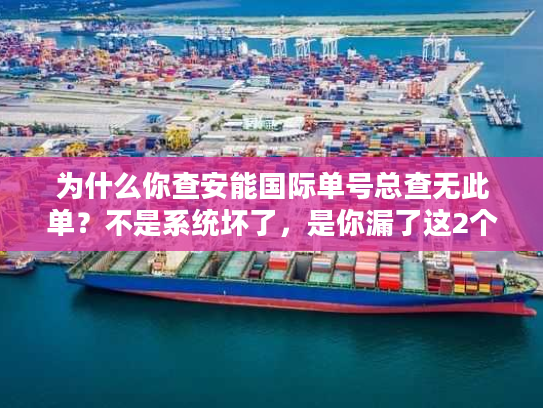 为什么你查安能国际单号总查无此单?不是系统坏了,是你漏了这2个关键步骤 为什么你查安能国际单号总查无此单?不是系统坏了,是你漏了这2个关键步骤