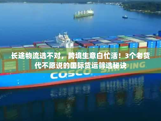长途物流选不对，跨境生意白忙活！3个老货代不愿说的国际货运筛选秘诀
