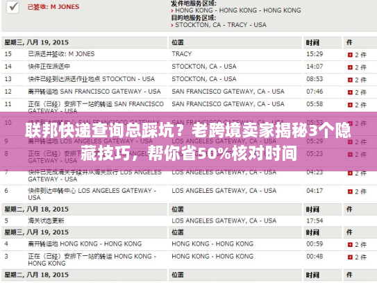 联邦快递查询总踩坑？老跨境卖家揭秘3个隐藏技巧，帮你省50%核对时间