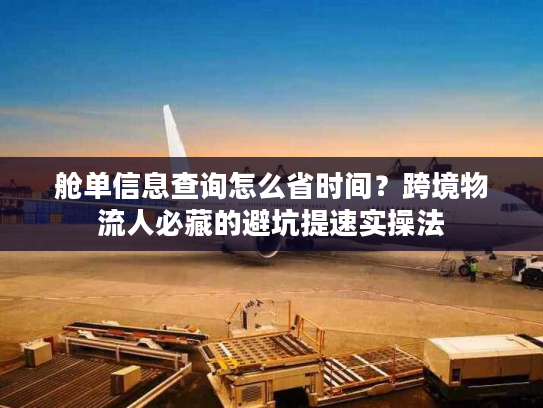 舱单信息查询怎么省时间？跨境物流人必藏的避坑提速实操法