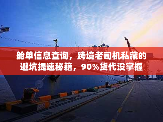 舱单信息查询,跨境老司机私藏的避坑提速秘籍,90%货代没掌握 舱单信息查询,跨境老司机私藏的避坑提速秘籍,90%货代没掌握