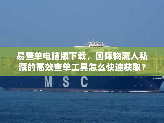 易查单电脑版下载，国际物流人私藏的高效查单工具怎么快速获取？