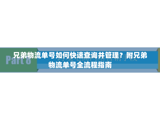 兄弟物流单号如何快速查询并管理?附兄弟物流单号全流程指南 兄弟物流单号如何快速查询并管理?附兄弟物流单号全流程指南