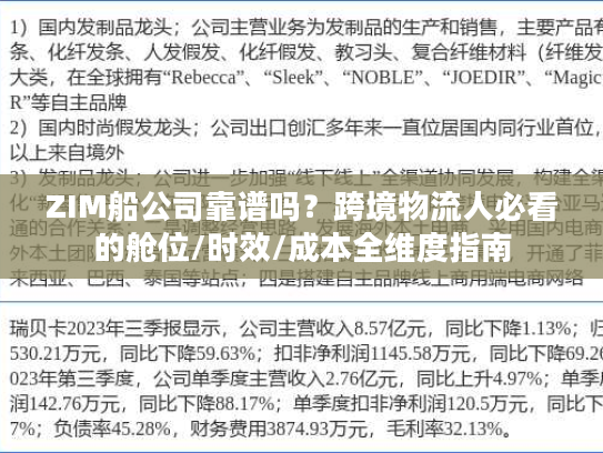 ZIM船公司靠谱吗？跨境物流人必看的舱位/时效/成本全维度指南