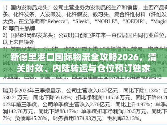 新德里港口国际物流全攻略2026，清关时效、内陆转运与仓位预订独家避坑指南