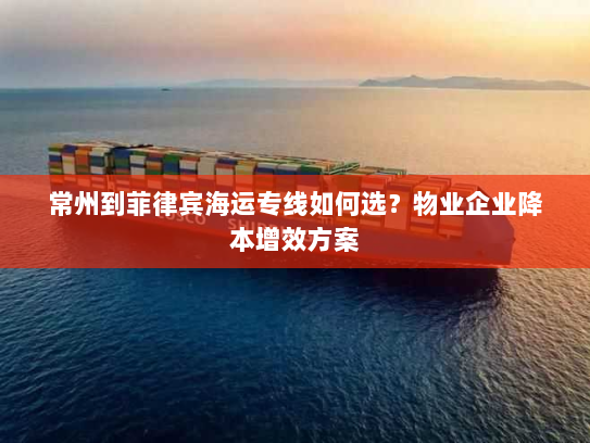 常州到菲律宾海运专线如何选?物业企业降本增效方案 常州到菲律宾海运专线如何选?物业企业降本增效方案