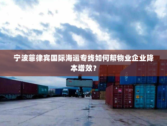 宁波菲律宾国际海运专线如何帮物业企业降本增效？