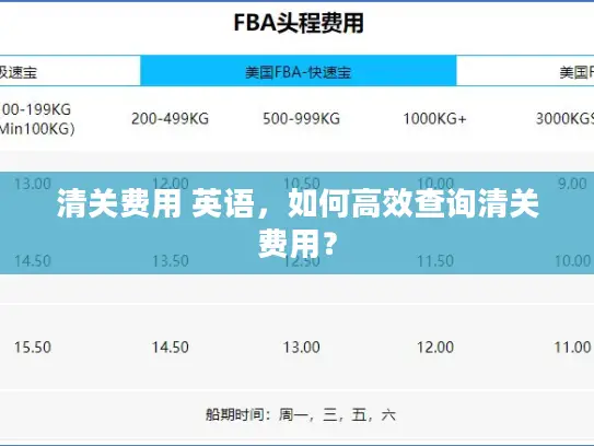 清关费用 英语，如何高效查询清关费用？