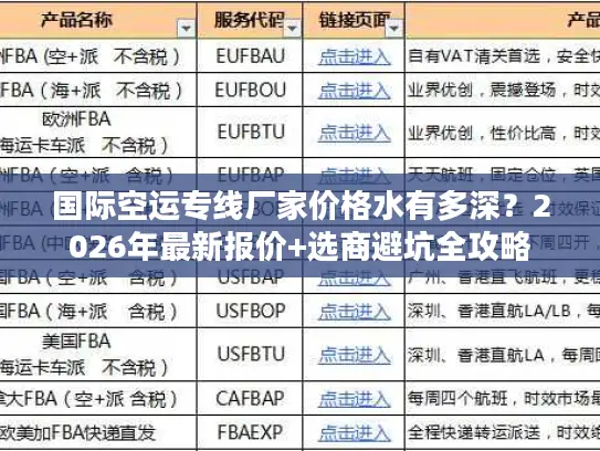 国际空运专线厂家价格水有多深？2026年最新报价+选商避坑全攻略